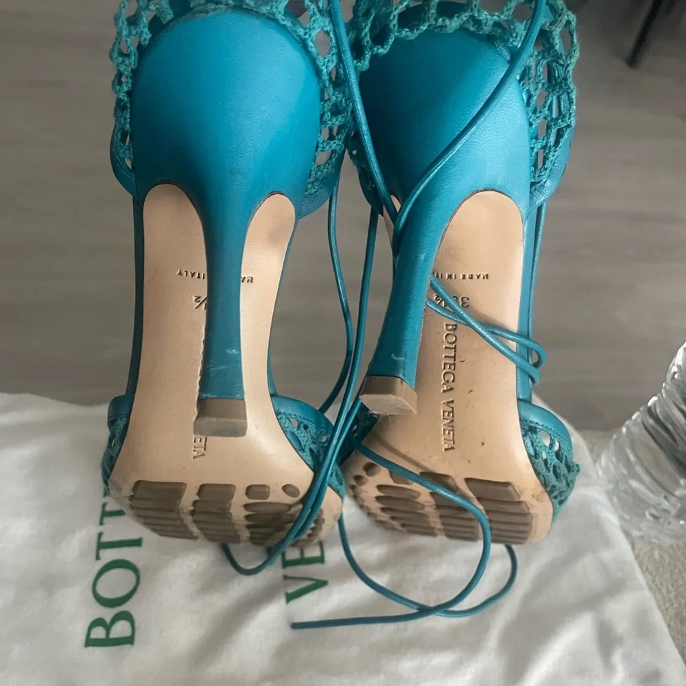 Bottega Veneta Teal Strappy Heels - Picture 5 of 7